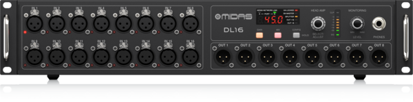 DL16_US1 MIDAS 16 INPUT, 8 OUTPUT STAGE BOX WITH 16 MIDAS MIC PREAMPLIFIERS, ULTRANET & ADAT INTERFACES